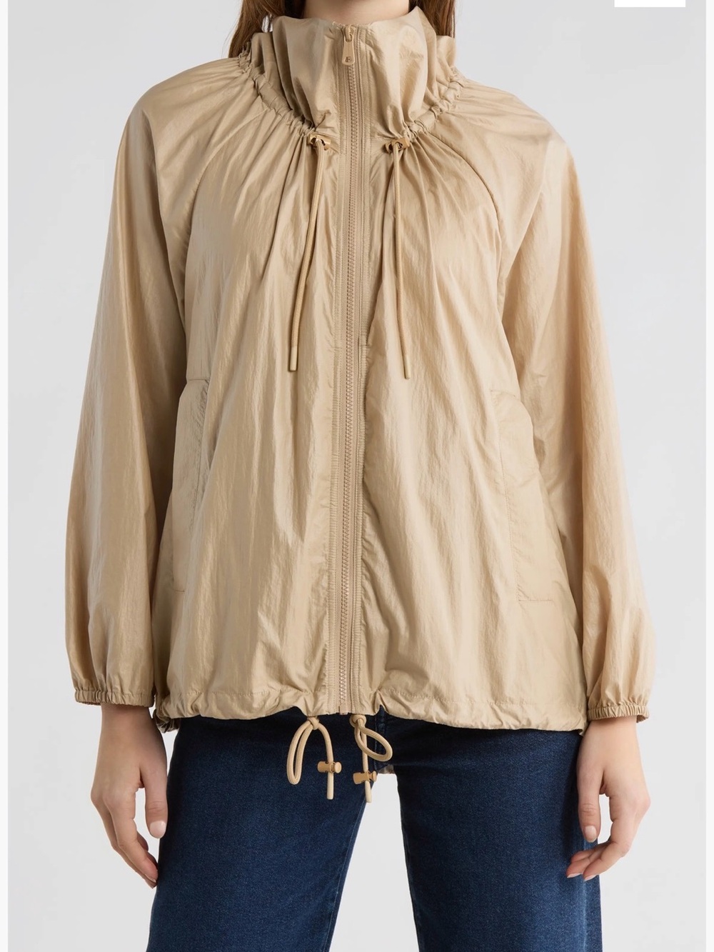 Bernardo Shiny Tan Packable Bomber Jacket Water Resistant